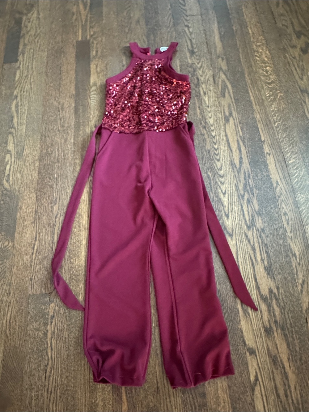Gorgeous Sequin Halter Jumpsuit in Burgundy. 10Y